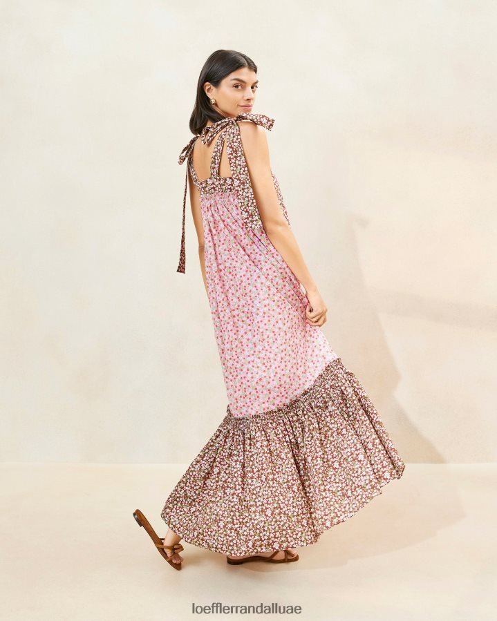 Loeffler Randall نحيف فستان بأطراف كرانيش ملابس الفراولة / الأزهار البنية JB00F6186