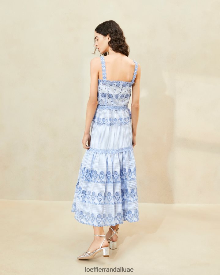 Loeffler Randall نحيف تنورة مطرزة بشريط شيرين ملابس أزرق/كريم JB00F6234