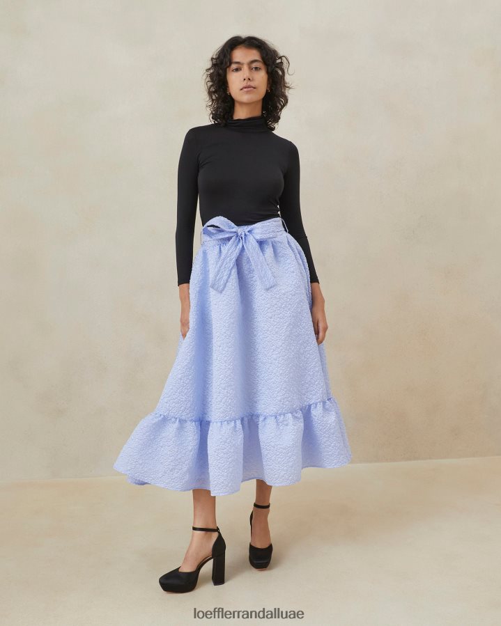 Loeffler Randall نحيف كاري تنورة دائرة تكدرت ملابس أزرق JB00F6249